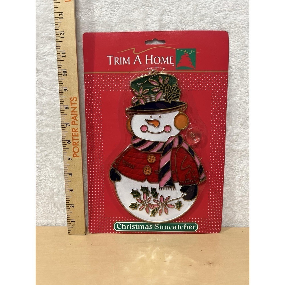 SUNCATCHER KMART TRIM A HOME CHRISTMAS SNOWMAN LARGE IN ORIGINAL PACKAGE